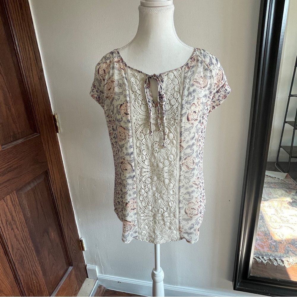 Daniel Rainn lacy‎ floral Boho Top NWT